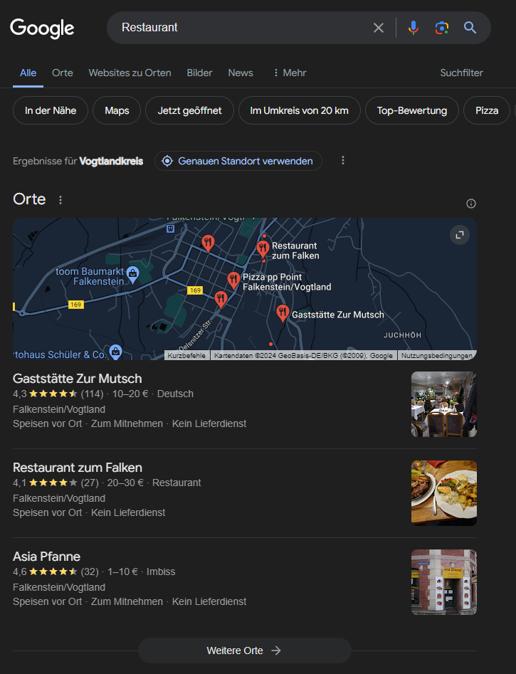 Beispiel einer Local SEO Suchanfrage